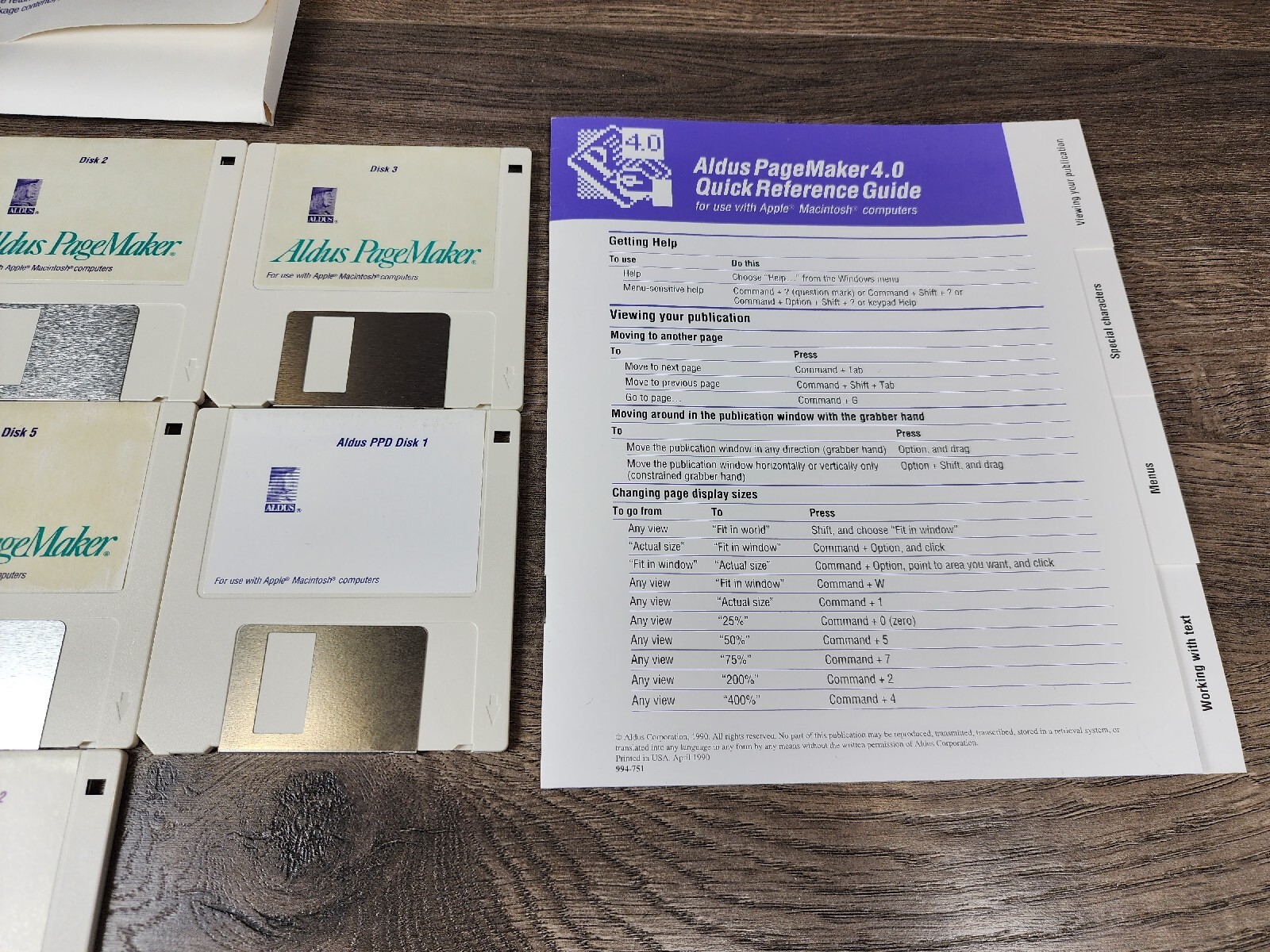 ALDUS PAGEMAKER 4.2 Vintage Macintosh Software 3.5" Floppy Disk 1991 w/ Key