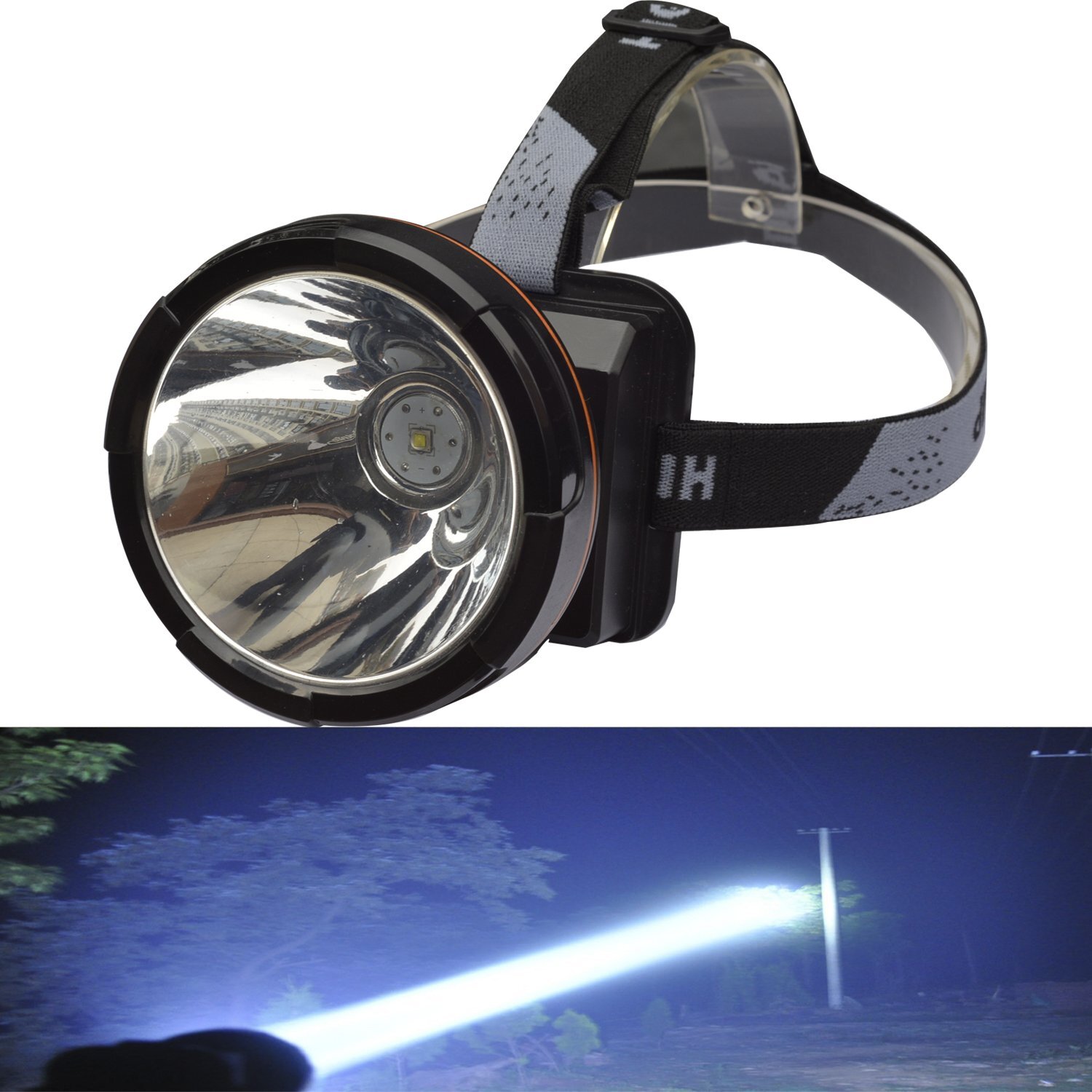 Super Bright Headlamp Rechargeable LED Spotlight with Battery Powered Headlig...