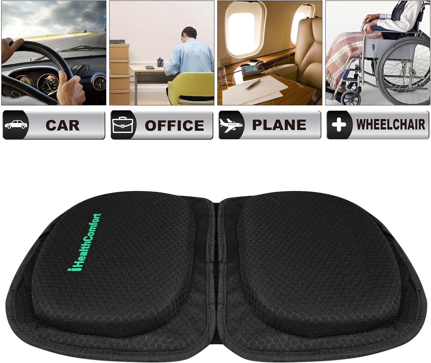 Small Travel Seat Cushion,Gel Memory Foam Seat Cushion,Supportive Butt Pillow