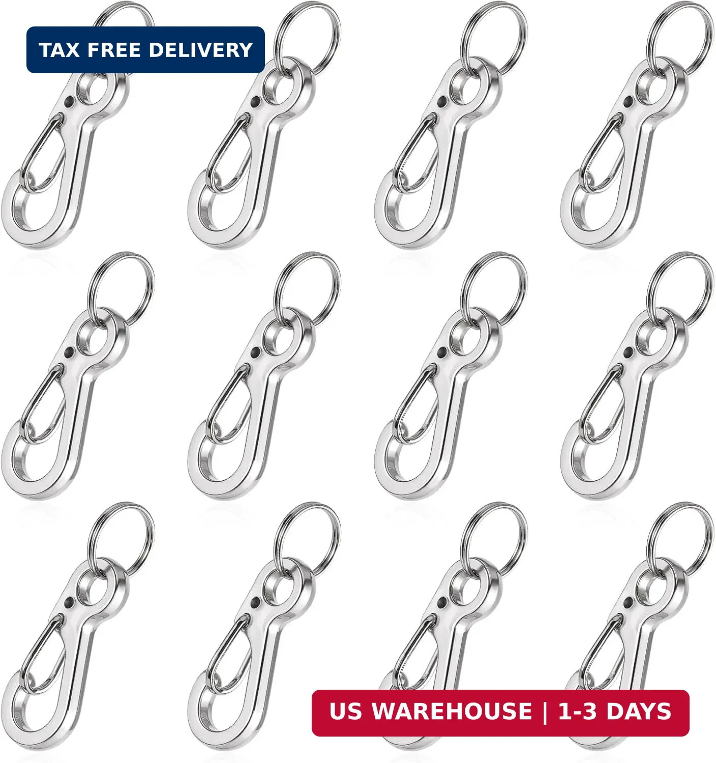 12Sets Mini Carabiner Clip Metal Spring Snap Hook 1 Inch Small Carabiner Clips T