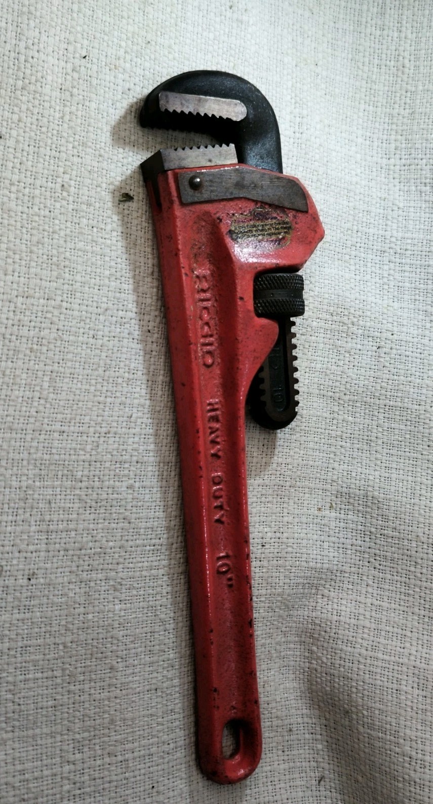 NOS Vintage Rigid 10” Heavy Duty Pipe Wrench USA The Ridge Tool Co Elyria OH