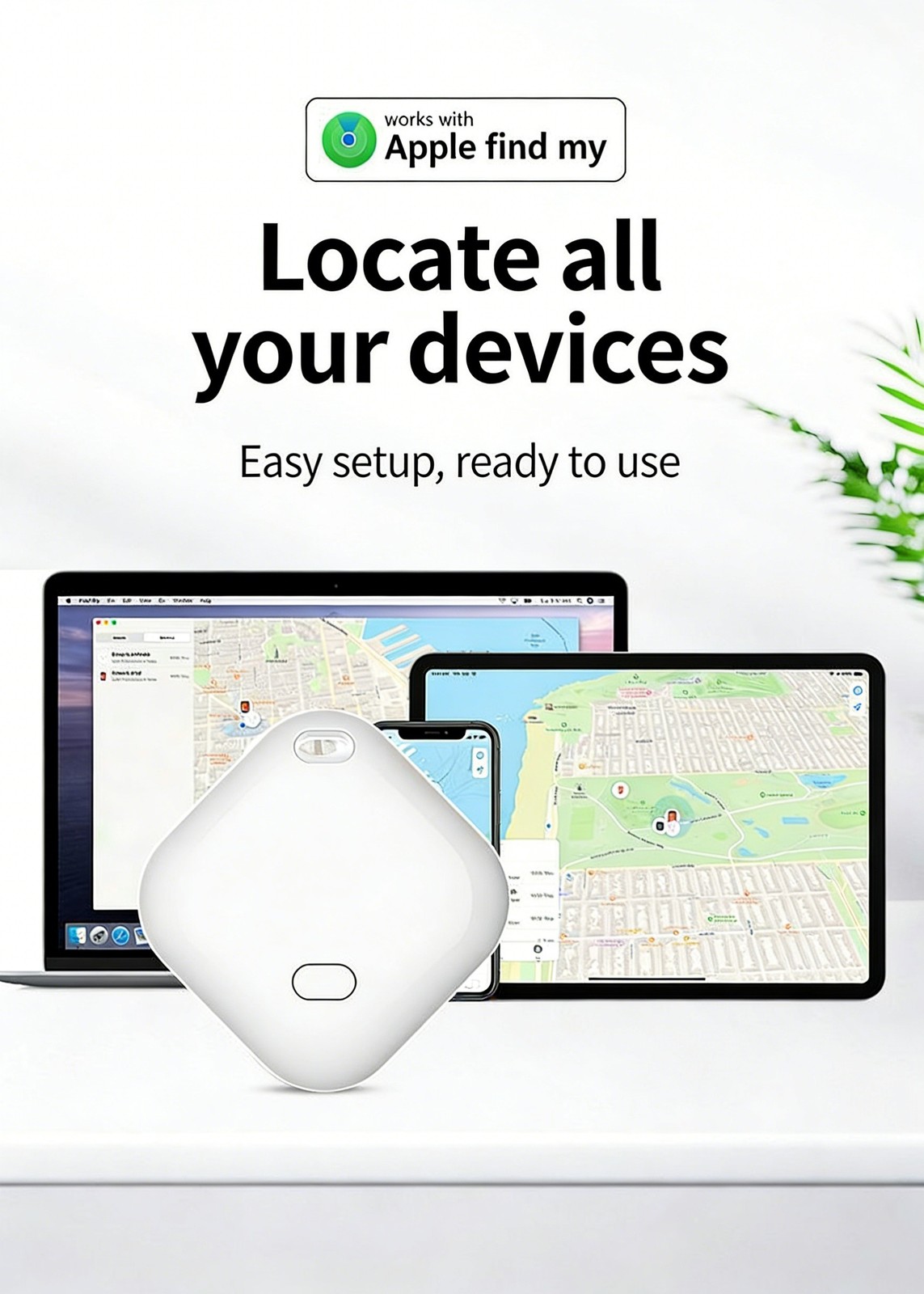 iOS Smart Tag Tracker – IP67 Waterproof Bluetooth Item Finder (White, 1 Pack)