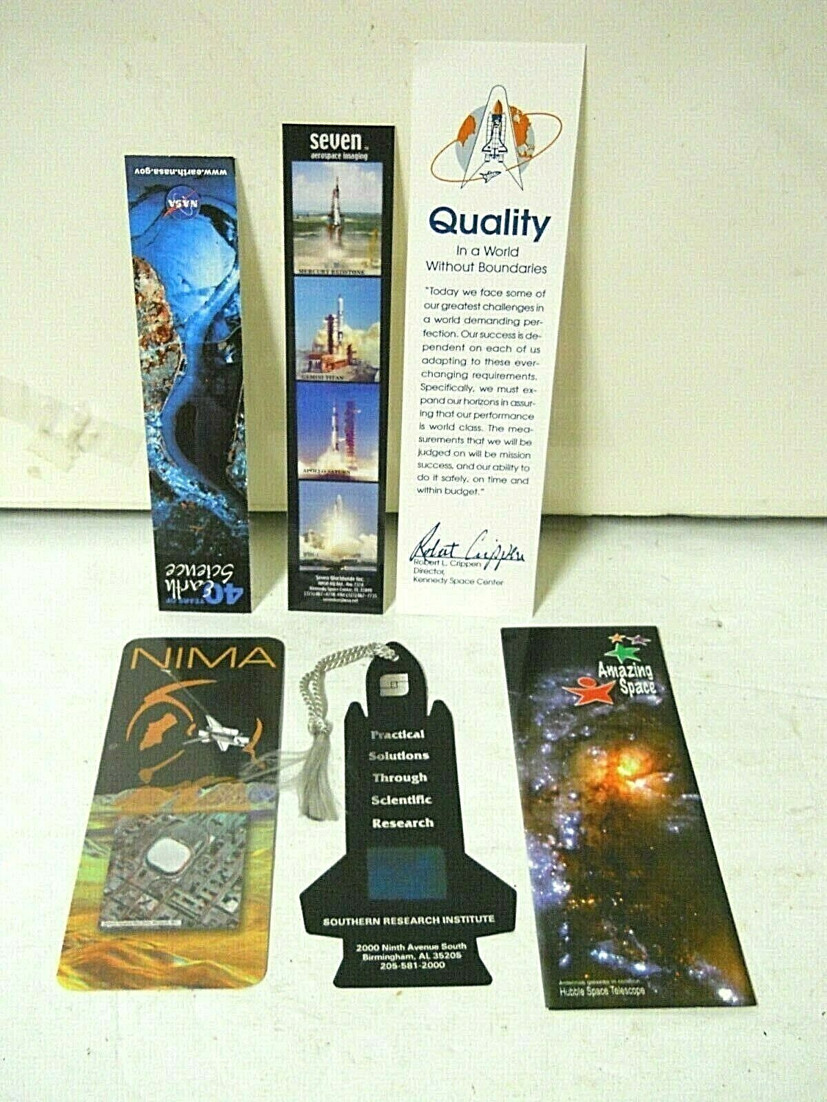 Lot of 6 NASA Rare Collectible Bookmarks NIMA Hubble Telescope Seven Aerospace