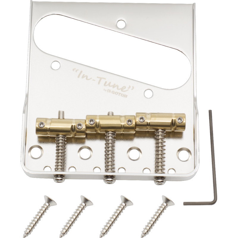 Gotoh Guitar Bridge, BS-TC1S, Telecaster, Cut-Down Sides, Compensated, Nickel