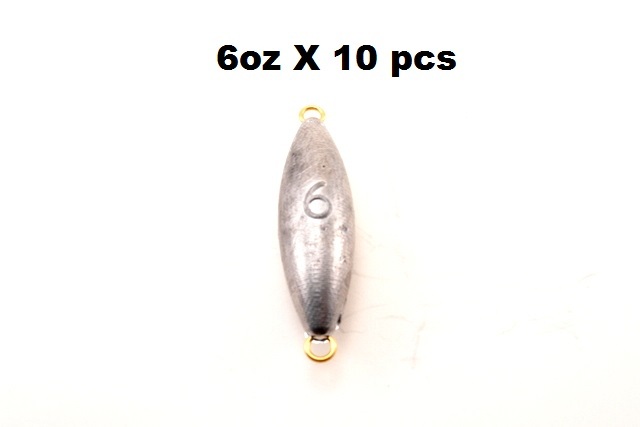 6oz Inline Trolling Torpedo Fishing Sinker - 10 Pieces