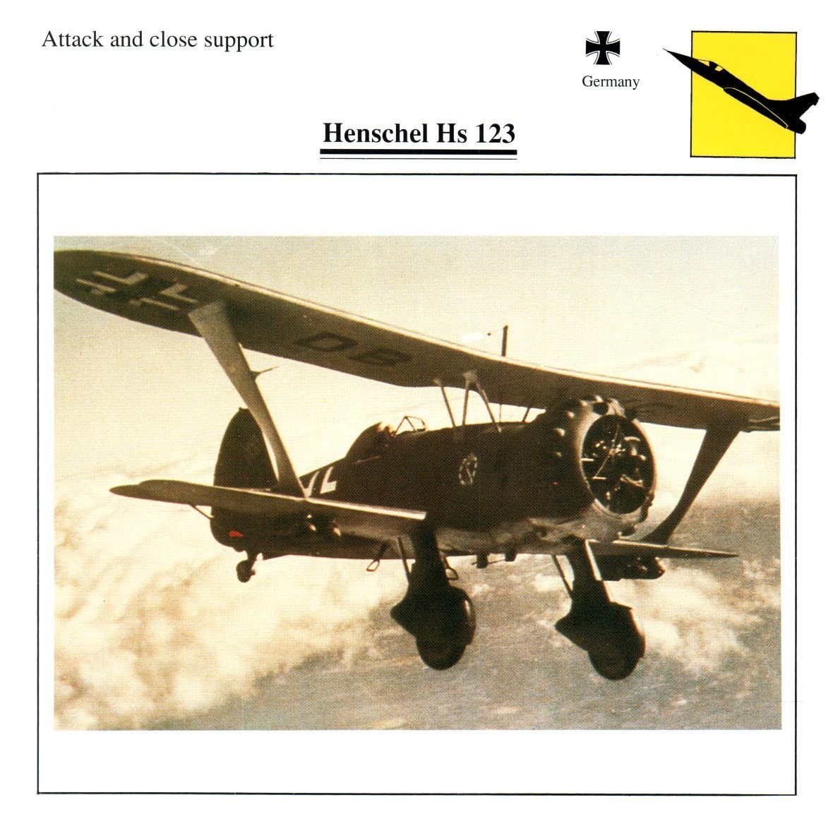 Henschell Hs 123 Edito Service Warplane Air Military Card Germany