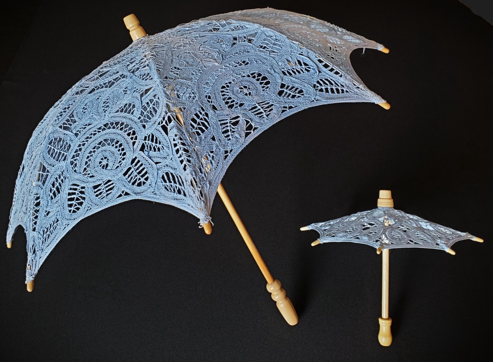 Blue Lace Parasol Umbrella Baby Shower Decor