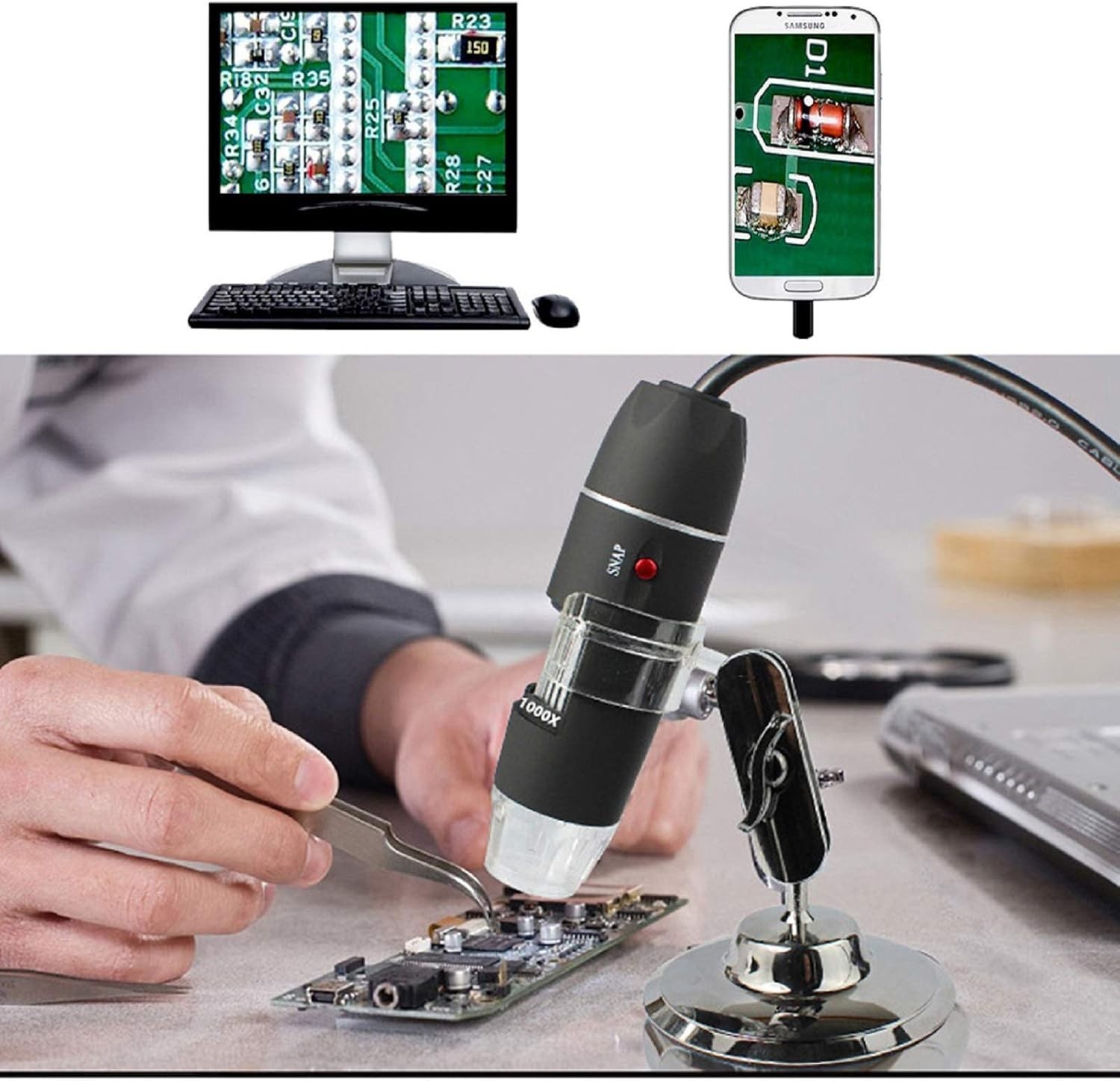 Advanced USB Microscope with 8 LED Lights and Wide Compatibility for Users