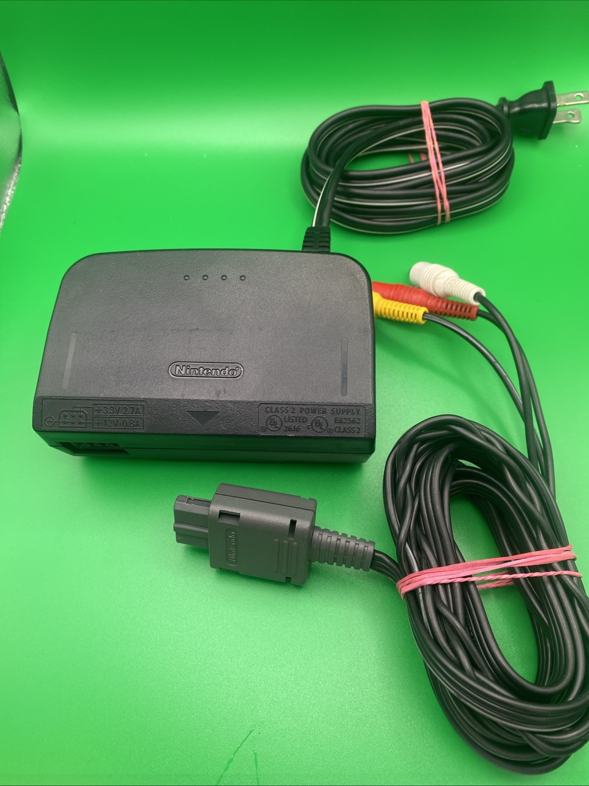 Original OEM Nintendo 64 AC Power Supply Brick NUS-002 AC + OEM AV Cable TESTED