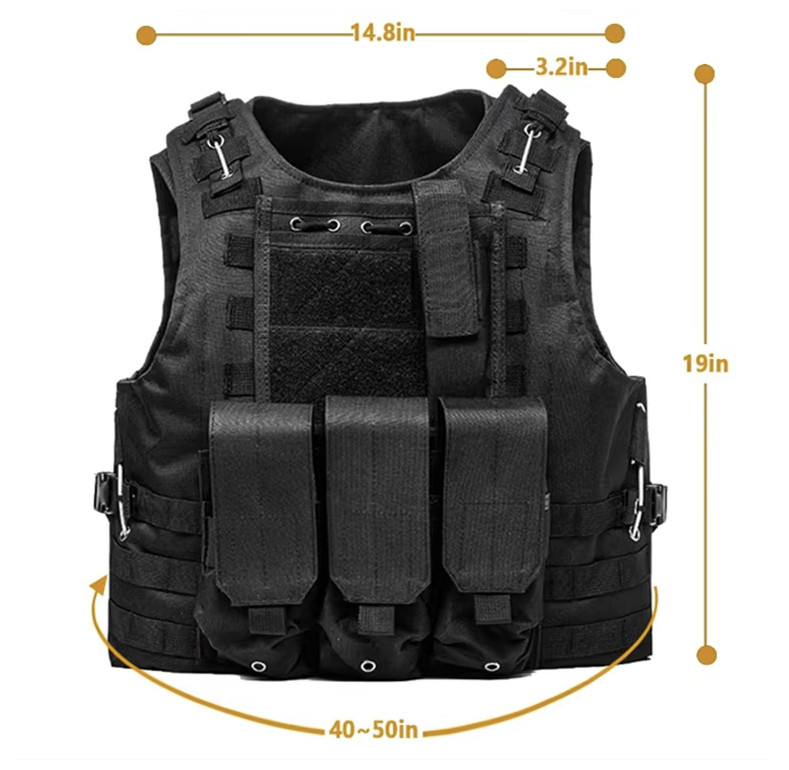 Tactical Vest MOLLE Plate Carrier Adjustable With Quick Release and 5 pouches