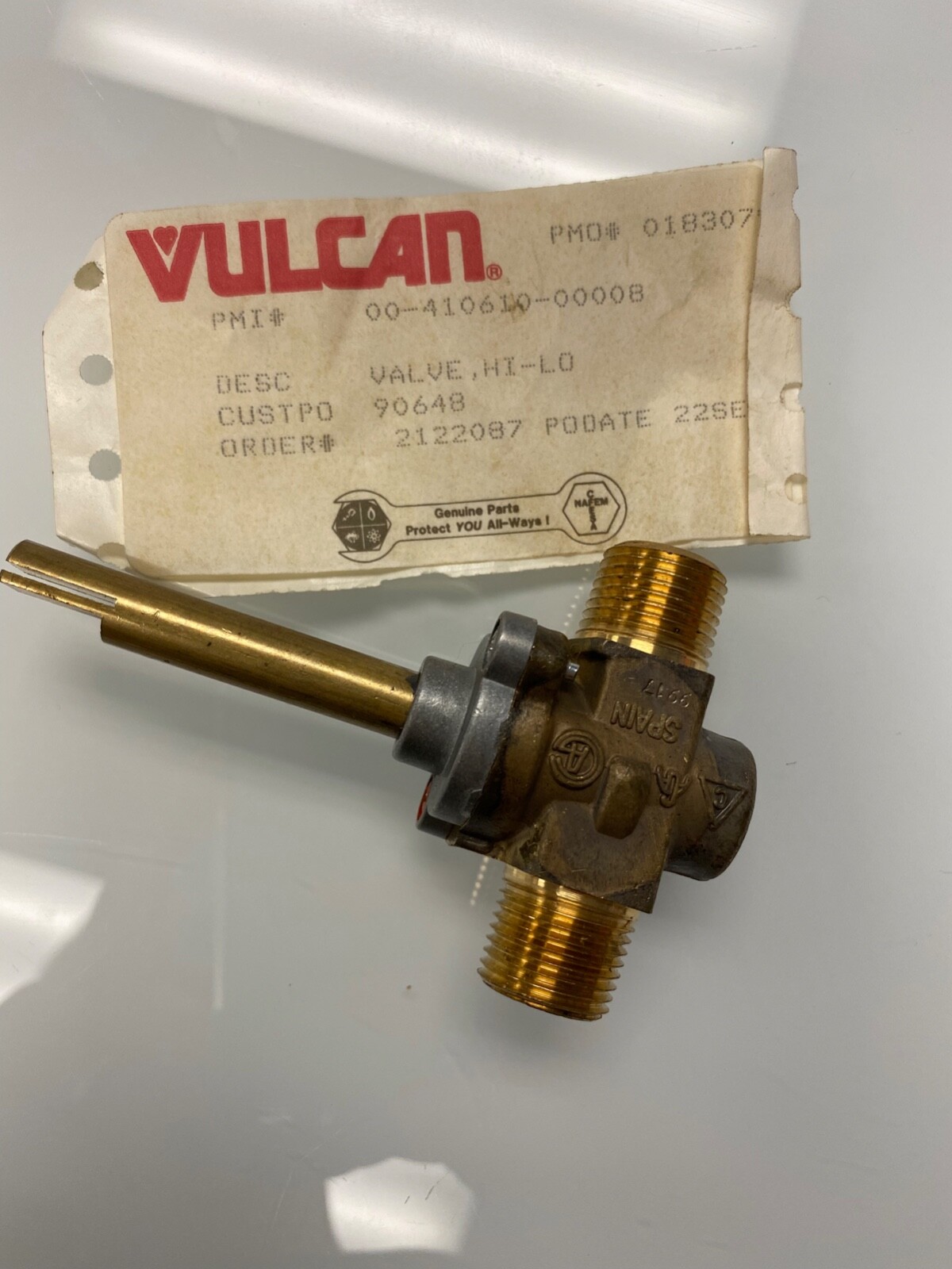 Vulcan Hart Valve, Burner Hi-Low, 410610-00008