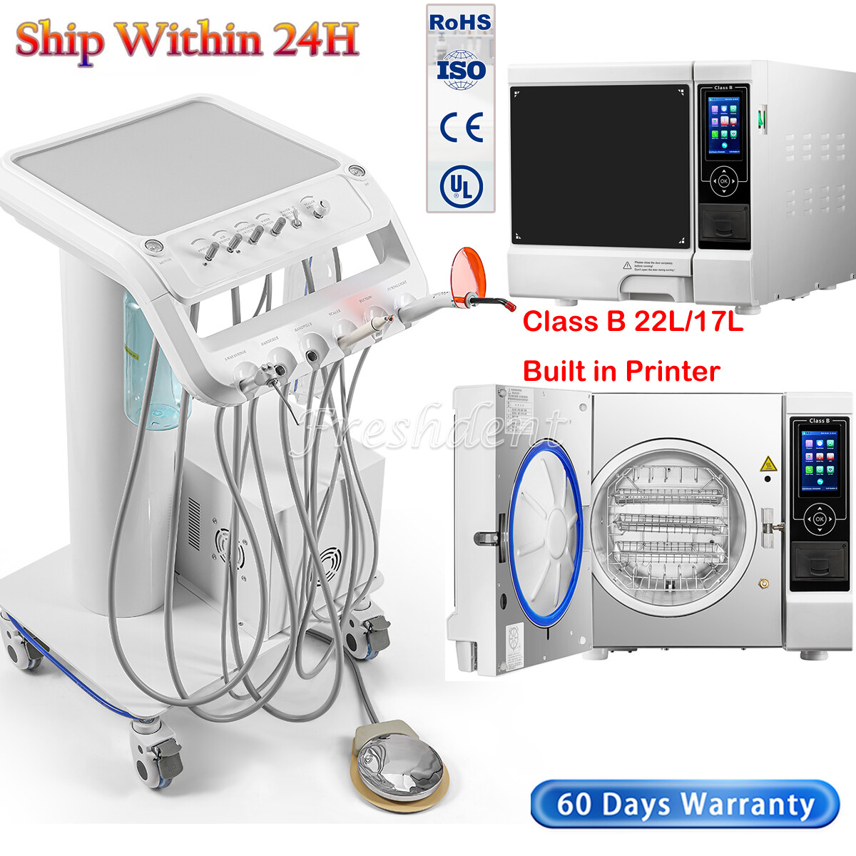 Esterilizador de vapor de vacío de autoclave médico de clase B dental 17/22L/car