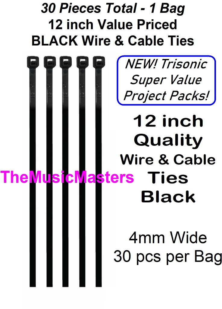 60 Pack Black 12 inch Wire Cable Ties Nylon Zip Tie Down Wraps Straps