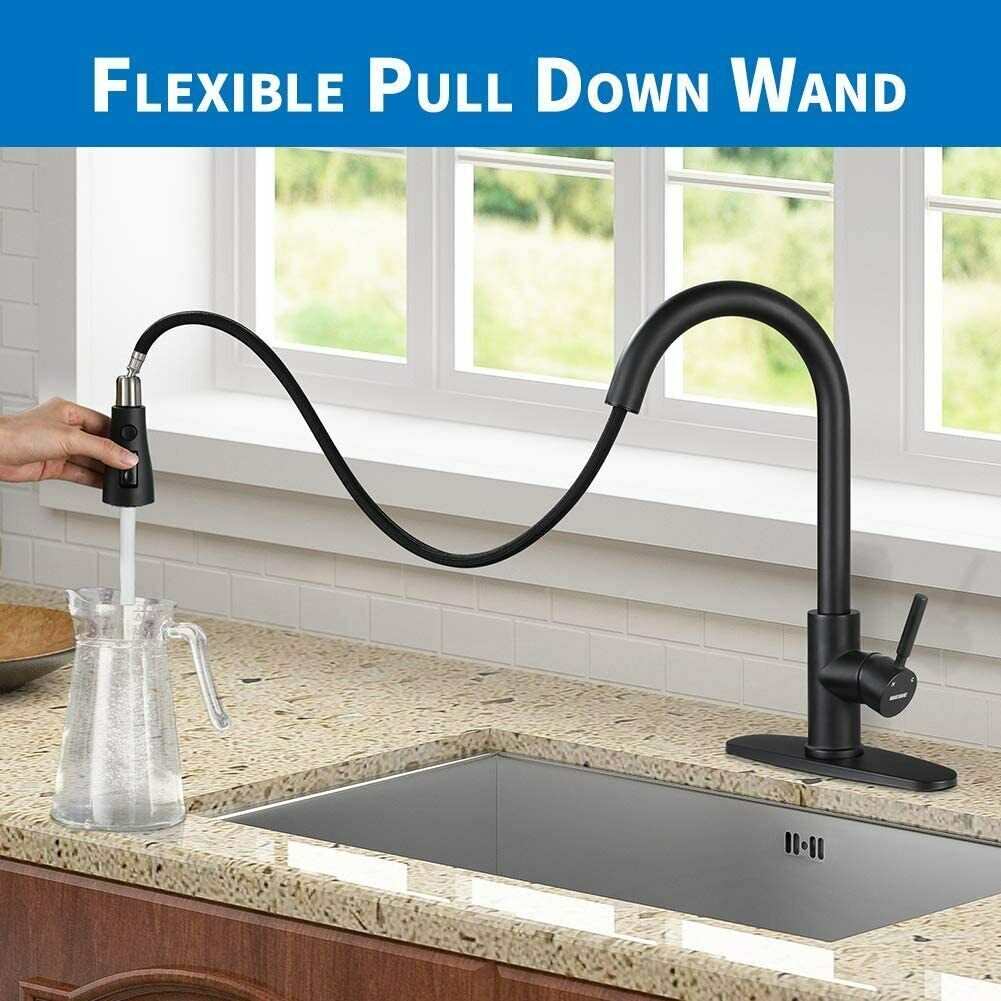 Kitchen Sink Faucet Pull Down Sprayer Swivel Single Handle Pull Out Mixer Taps