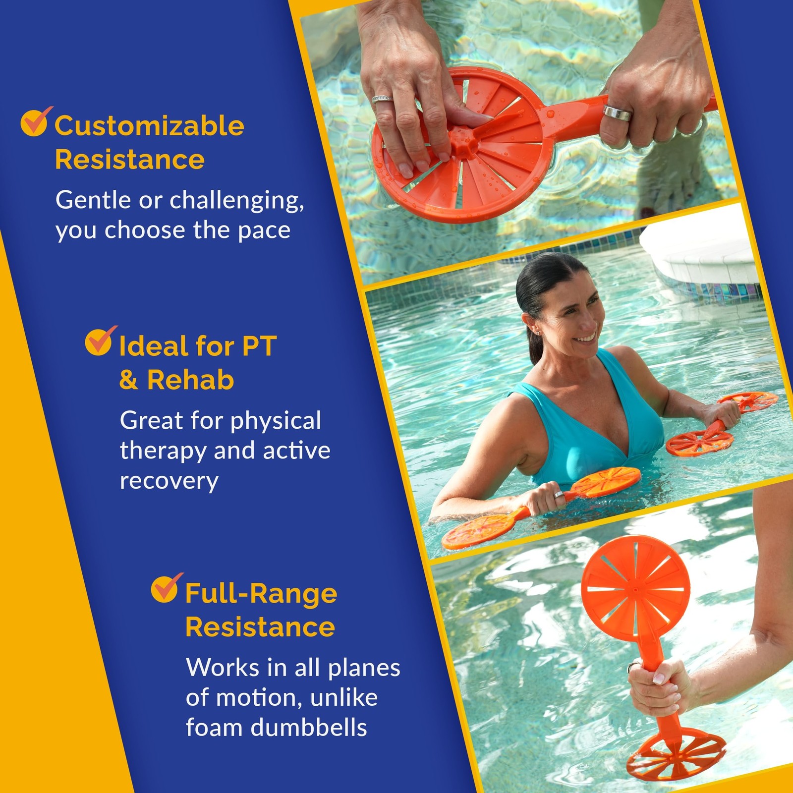 Pool Paddle Water Aerobics Equipment | Adjustable Resistance Pool Exercise, S...