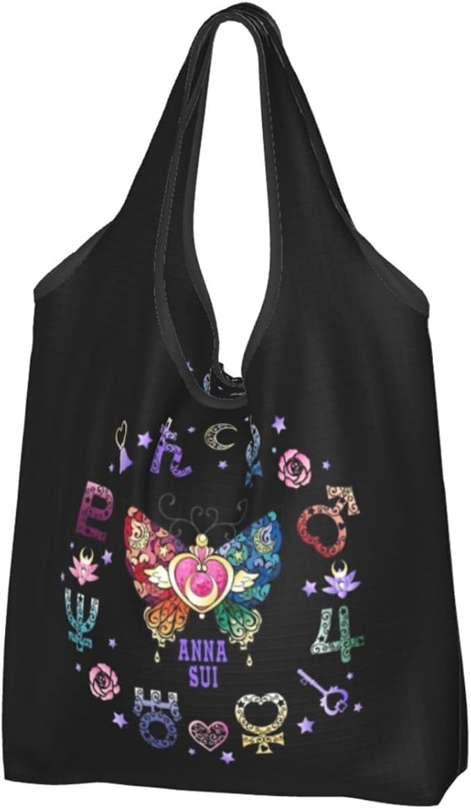 Sailor Moon Anna Sui Foldable Eco Bag Tote Shopping Bag Black Butterfly Japan NE