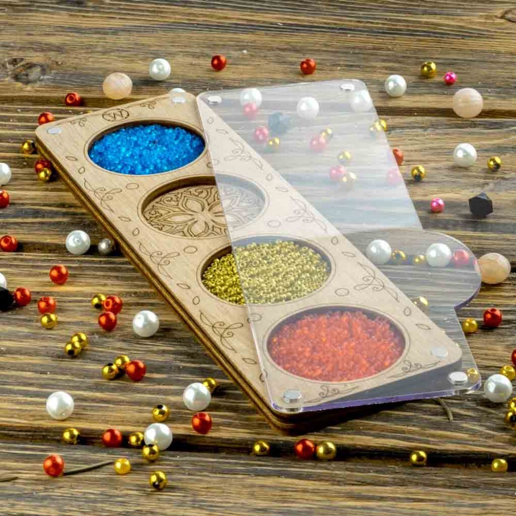 Plywood Bead Organizer Multiple cells Needlework storage organizer