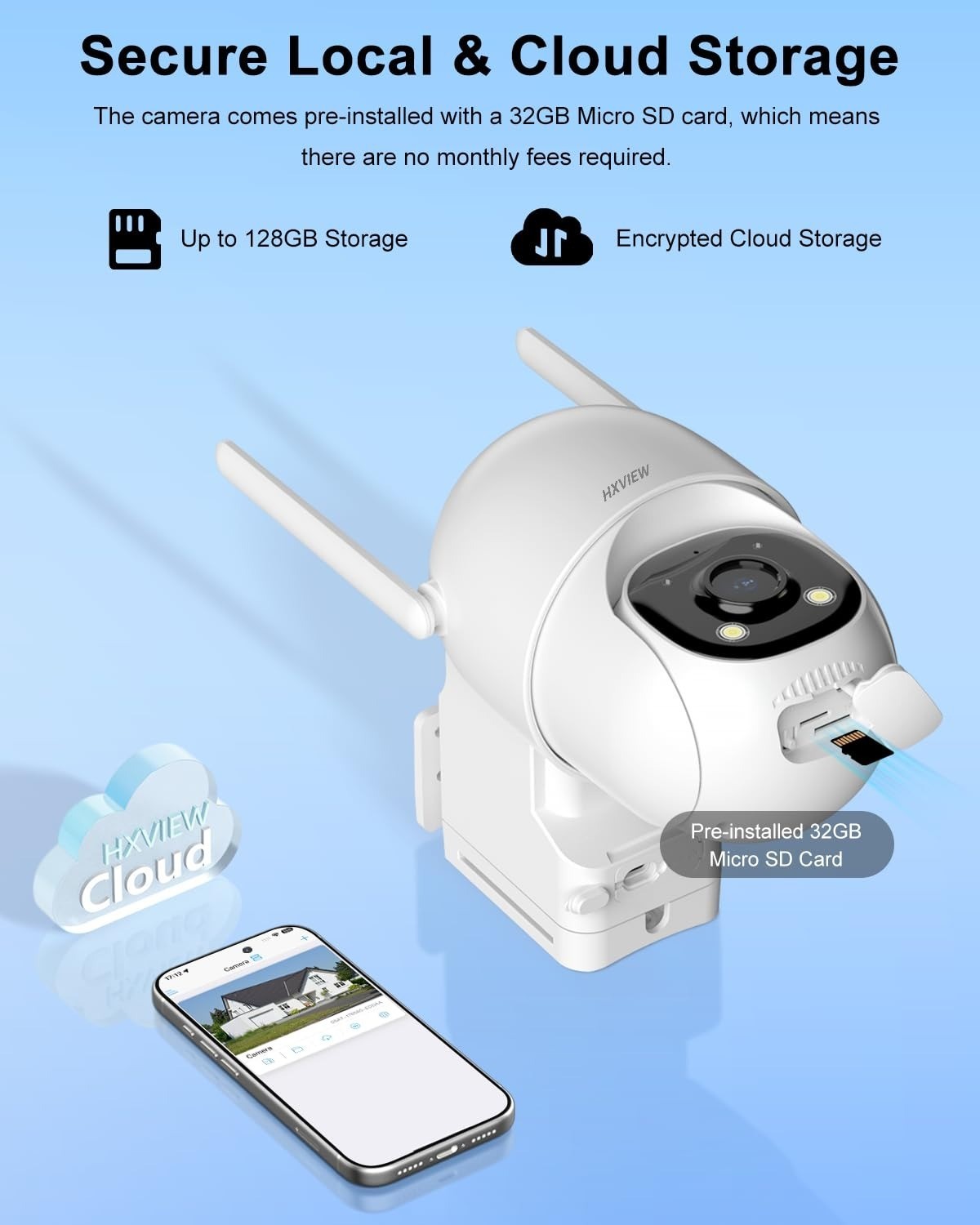 HXVIEW 4G LTE Cellular Solar Security Camera Outdoor Wireless