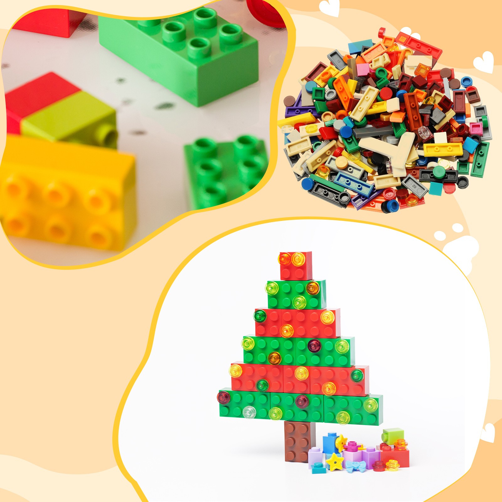 370 Pcs 1x2 Square Orange Flat Blocks Bulk for Building Floor