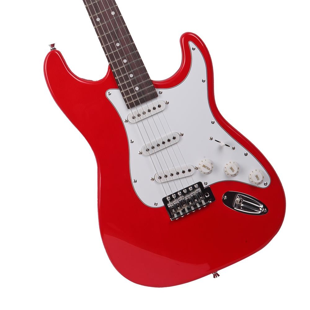 Solid Body Full-Size 39 Inch Electric Guitar Beginner Starter Bag Cable Red