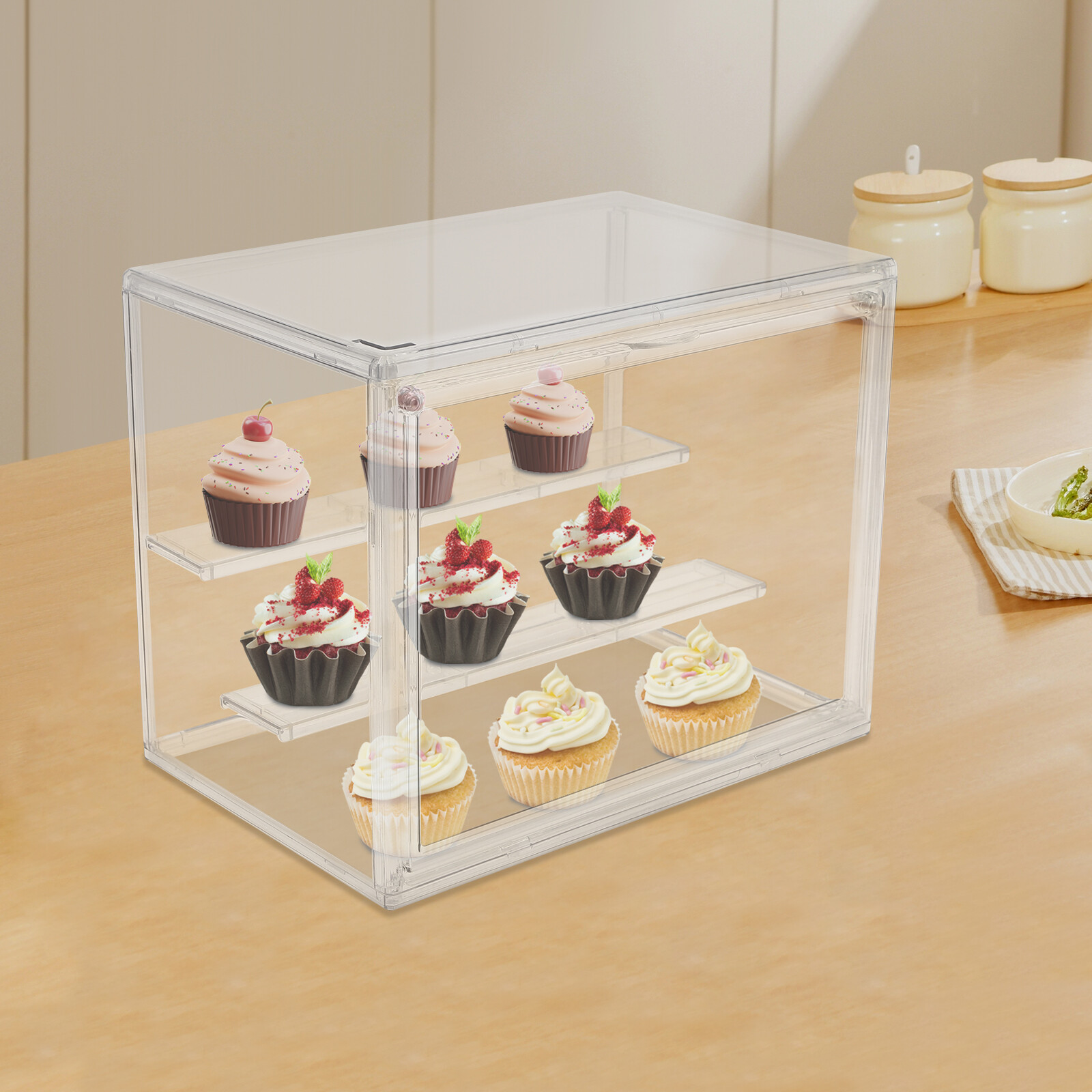 Clear 2-Tier PET Display Case Countertop Bread Cake Cupcake Storage