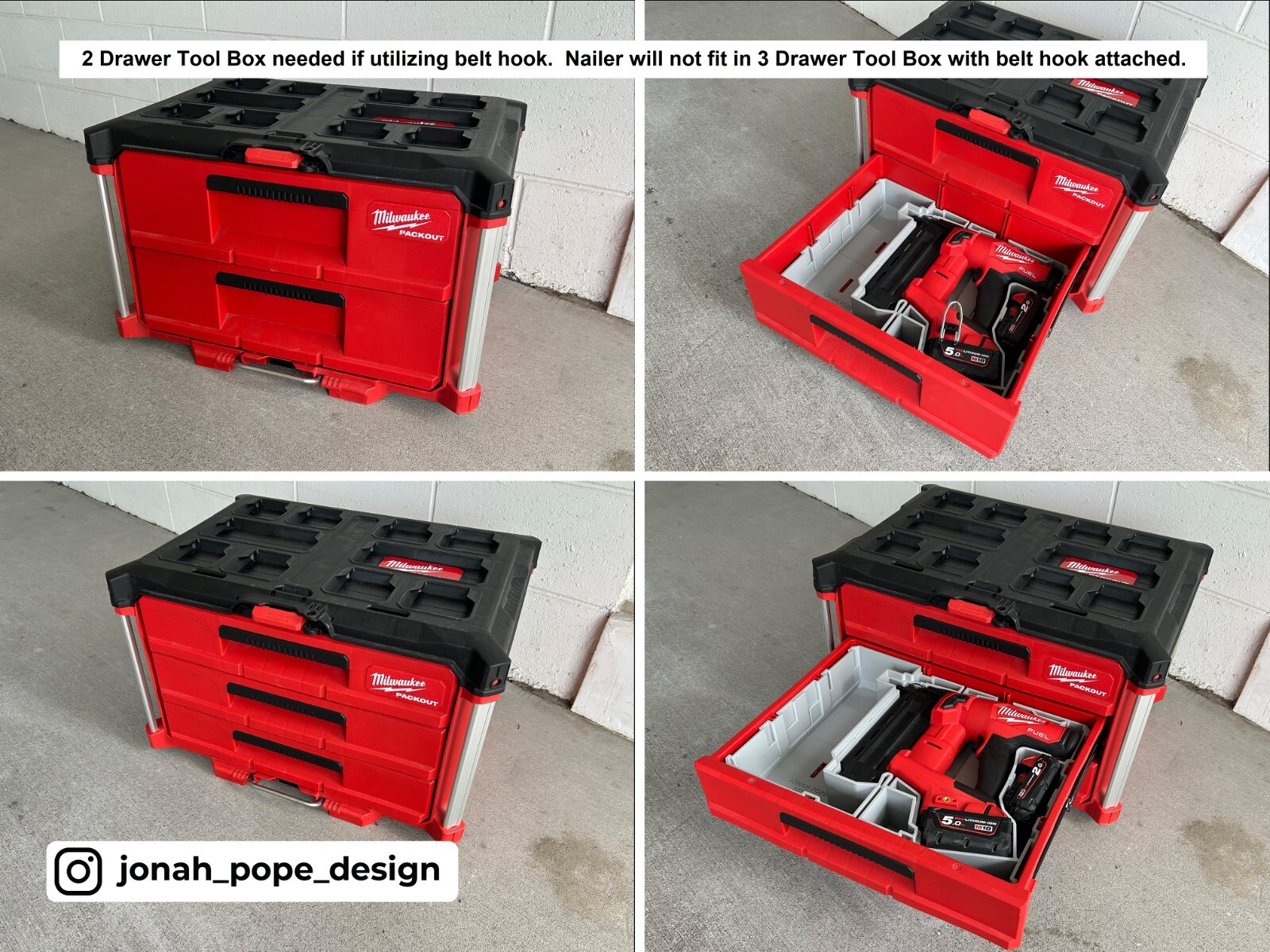 Milwaukee Packout Tool Box Drawer Insert for M18 Brad Nailer (Insert Only)