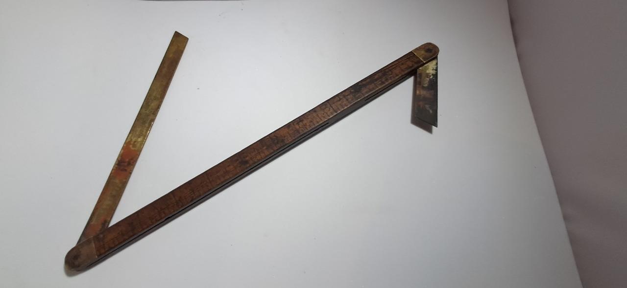 ANTIQUE BOXWOOD & BRASS SHIPWRIGHT'S RULE