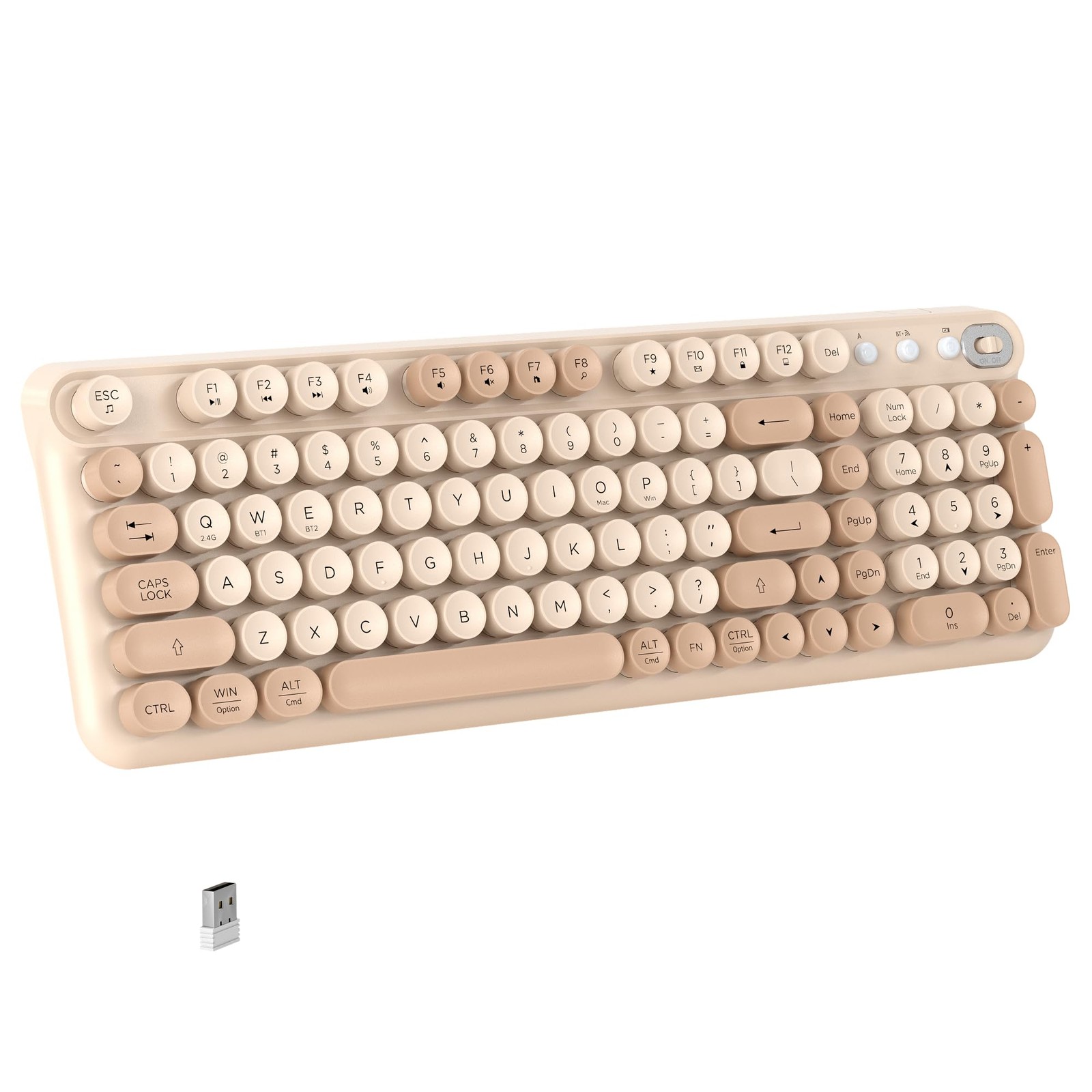 Links9+ Wireless Bluetooth Keyboard, Round Typewriter Keyboarf, Dual Mode Blu...