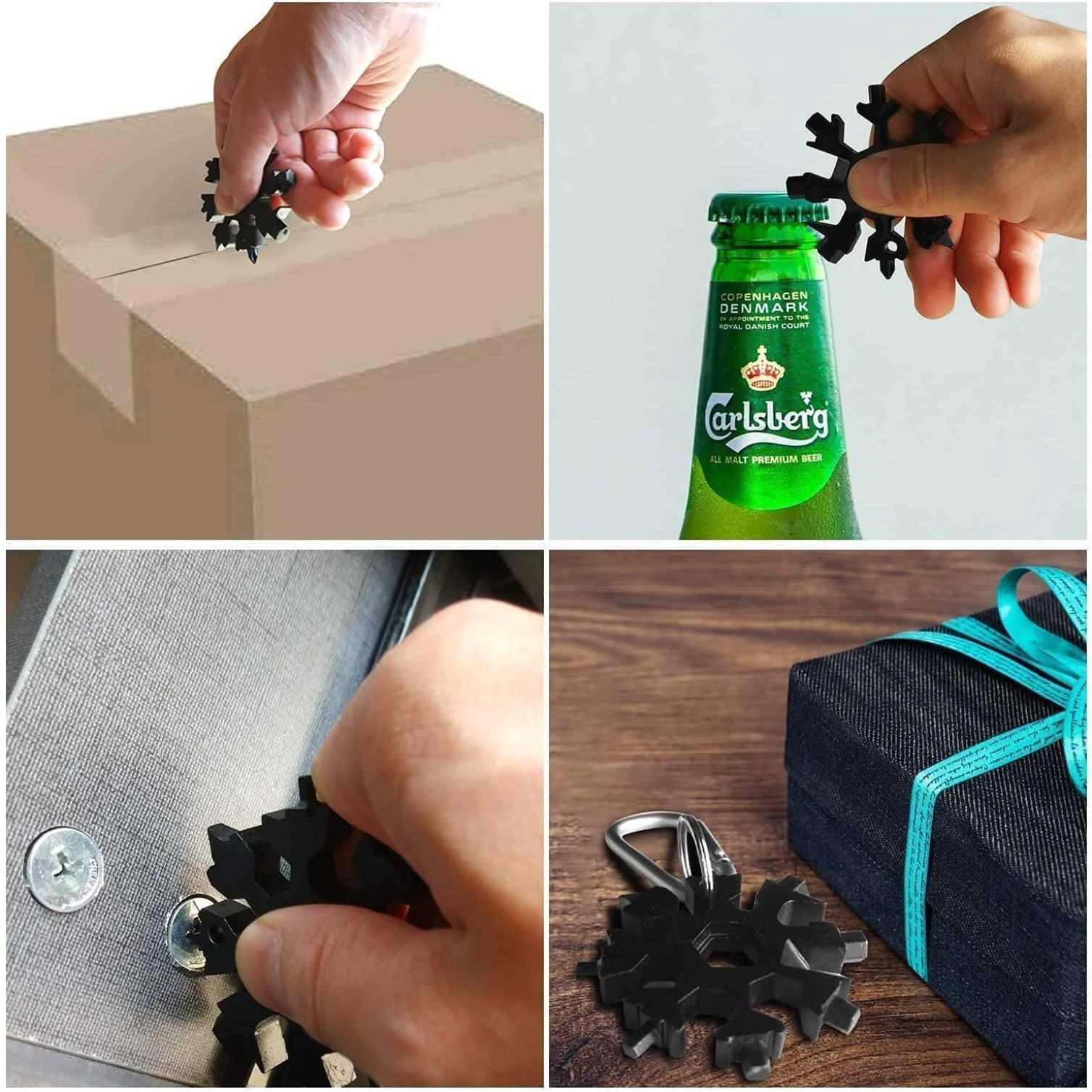 18-in-1 Snowflake Multi-Tool, Stainless Steel Multitool Card Combination Compact