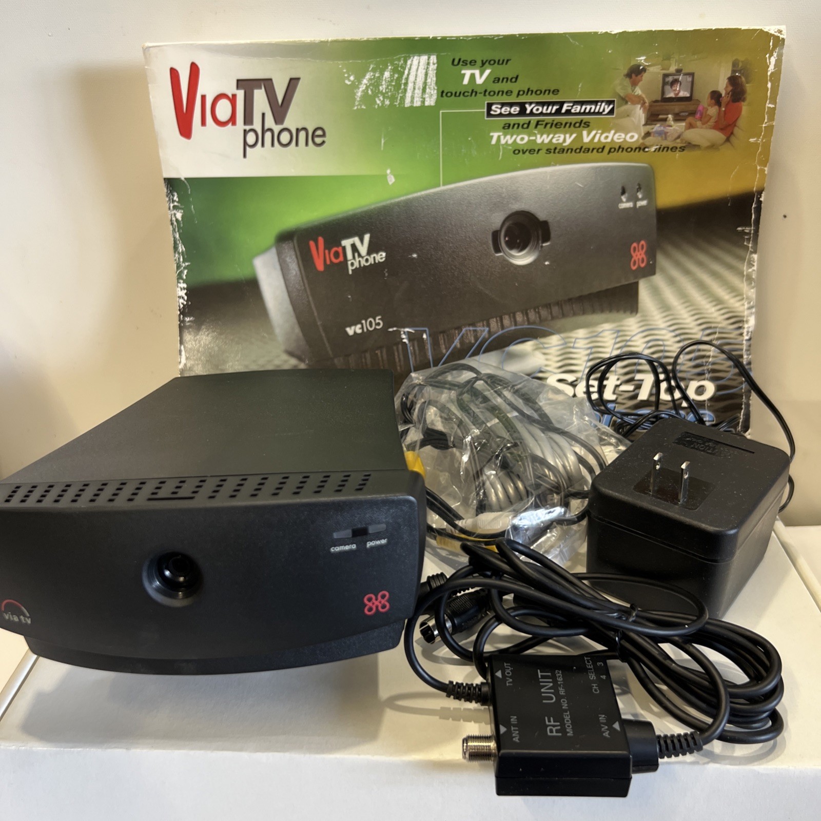 Vintage Via TV Phone Set 1997 Top Video Phone VC 105 By 8X8 Inc. New In Box