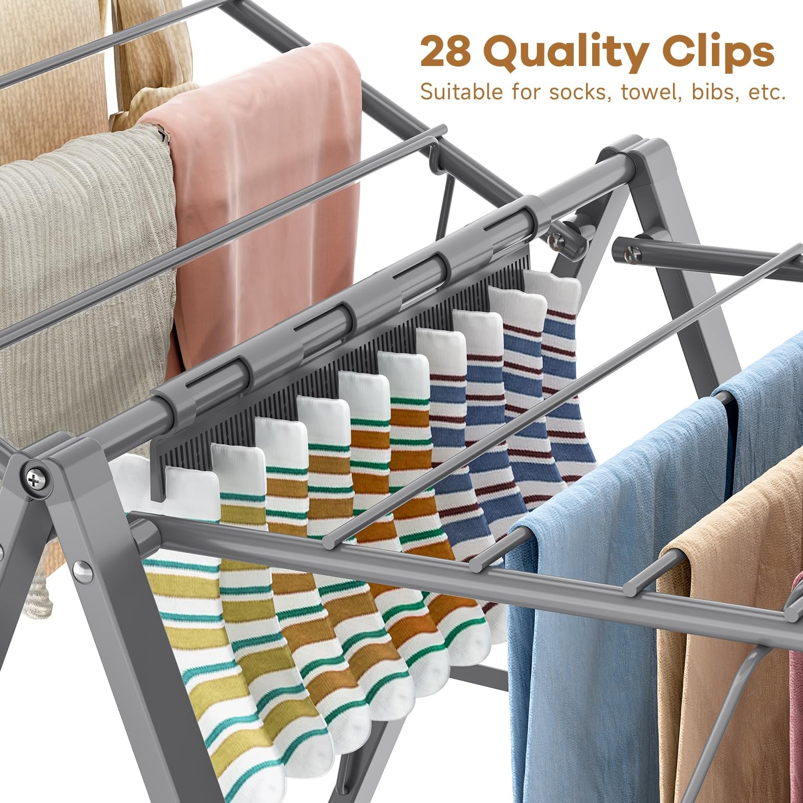 Clothes Drying Rack Foldable, Metal Laundry Drying Rack Collapsible, Portable...