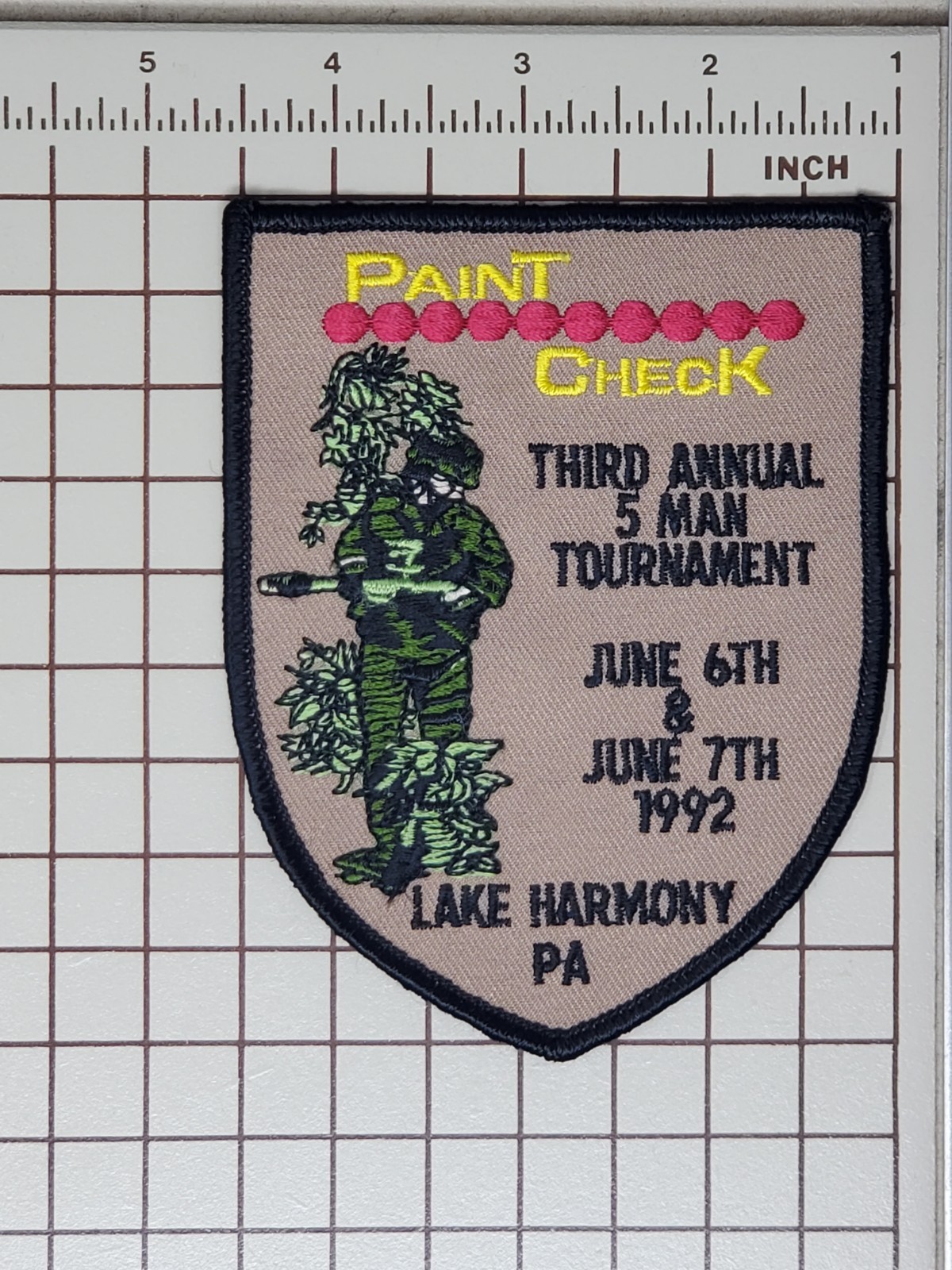 Early 90s Paintball Patch - Lake Harmony Pennsylvania Paint Check 5 Man 3rd Ann