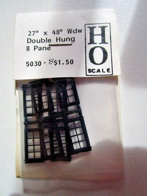 Grandt Line HO #5030 WINDOWS DOUBLE HUNG -8 PANE (pkg 8) - Details Below