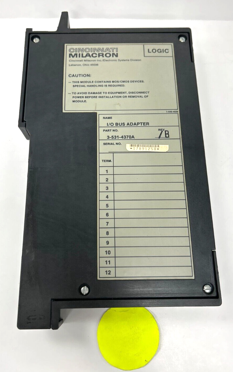 CINCINNATI MILACRON I/O BUS ADAPTER 3-531-4370A REV C
