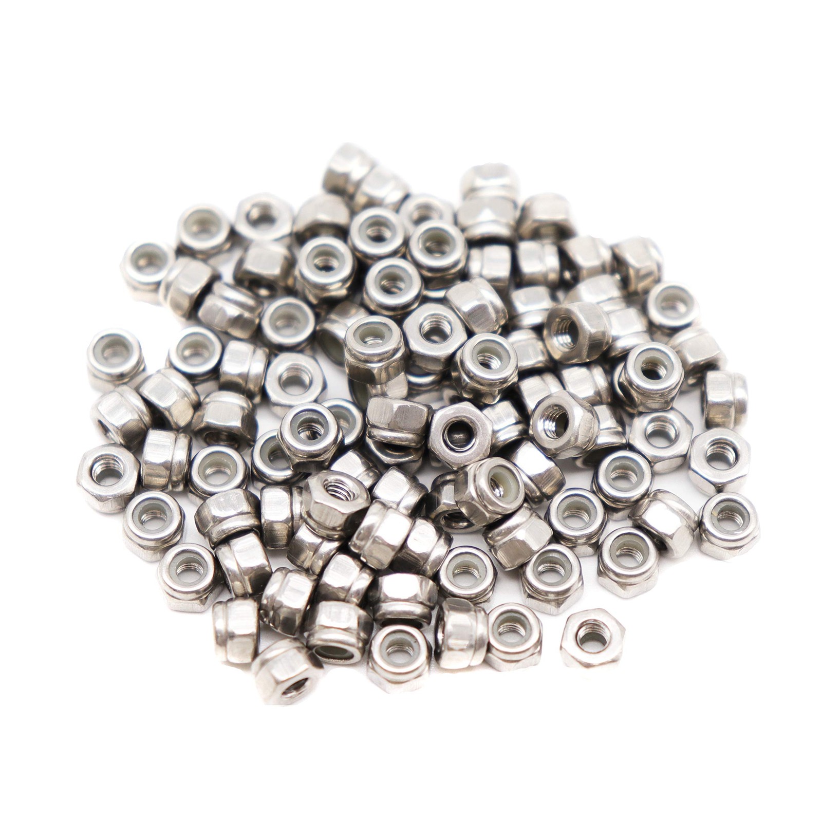 100 PCS M2.5 x 0.45mm 304 Stainless Steel Nylock Self Locking Insert Nut