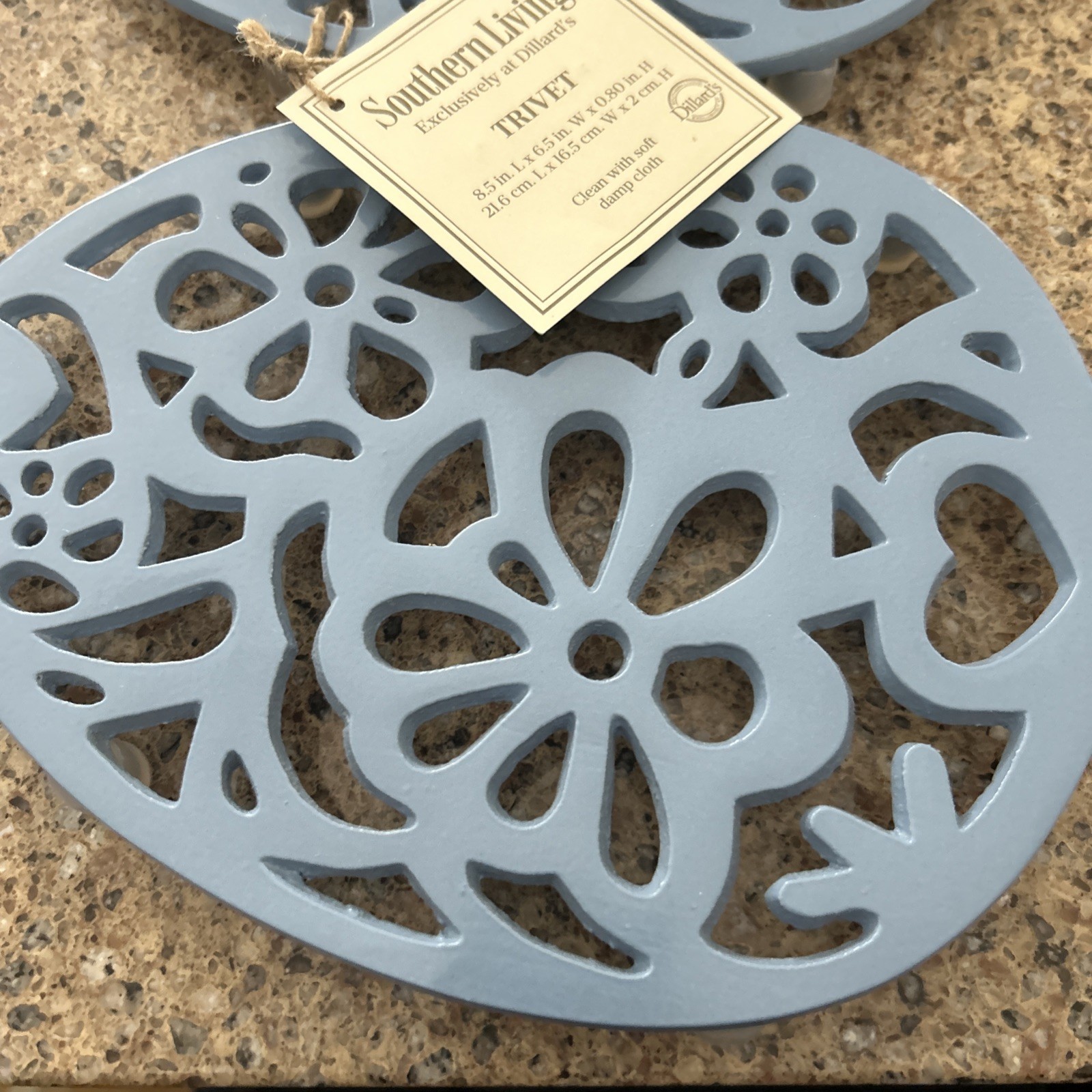 Southern Living Easter Blue Trivets Set of 2 NWT. 8.5 X 6.5”