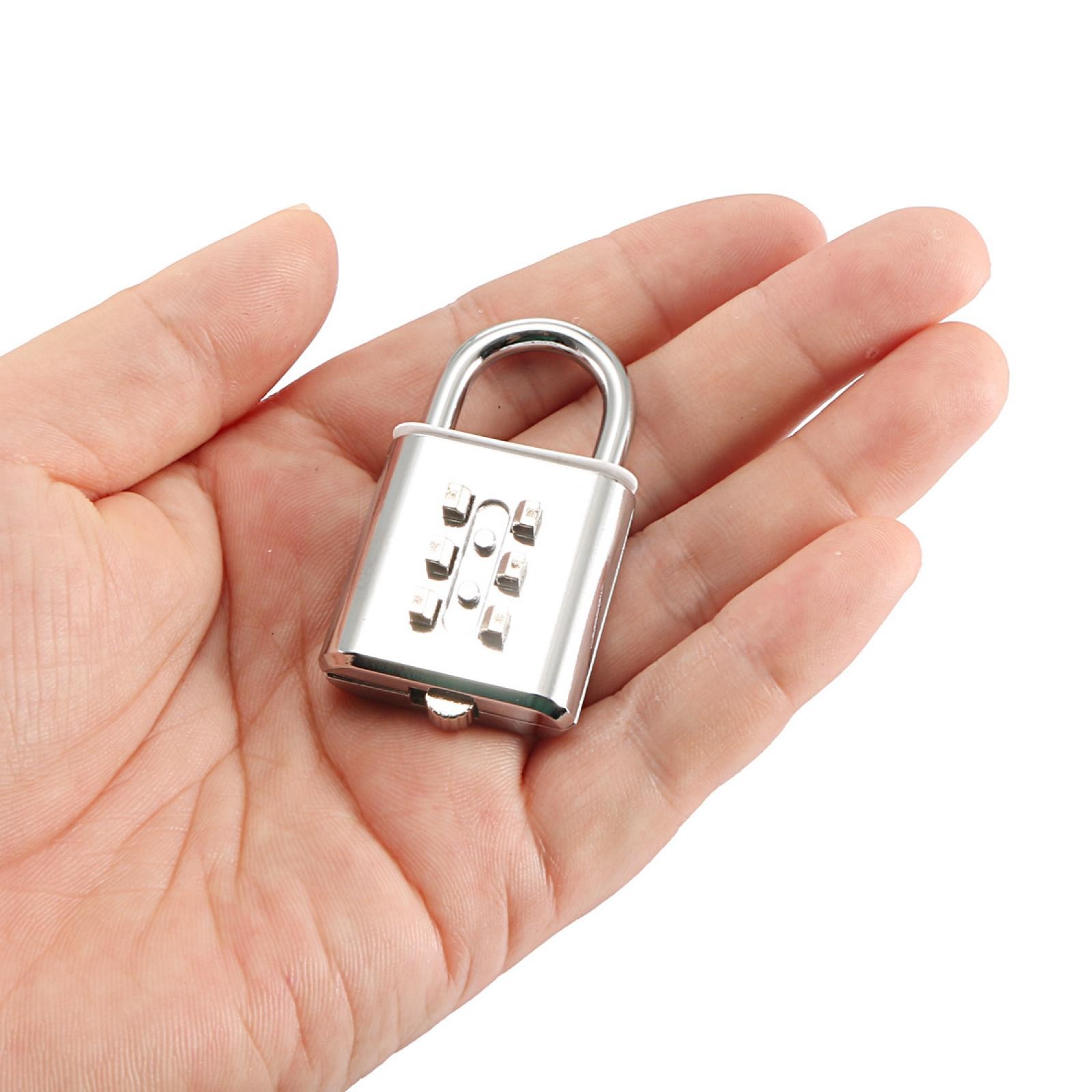 6-Digit Combination Padlock Push Button Lock for Locker Cabinet Silver Tone