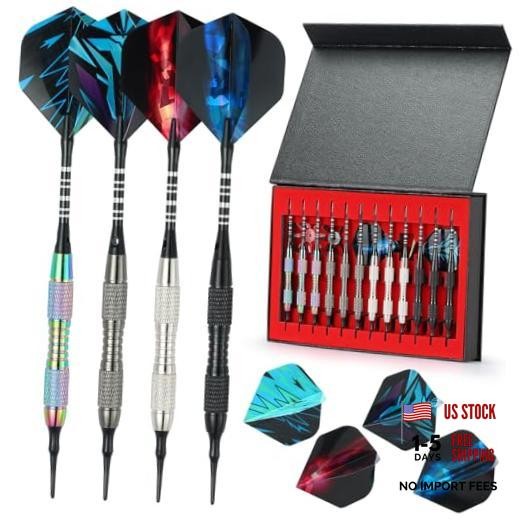Soft Tip Darts Set with Gift Box Dart Case Professional Darts Plastic Tip RB-01