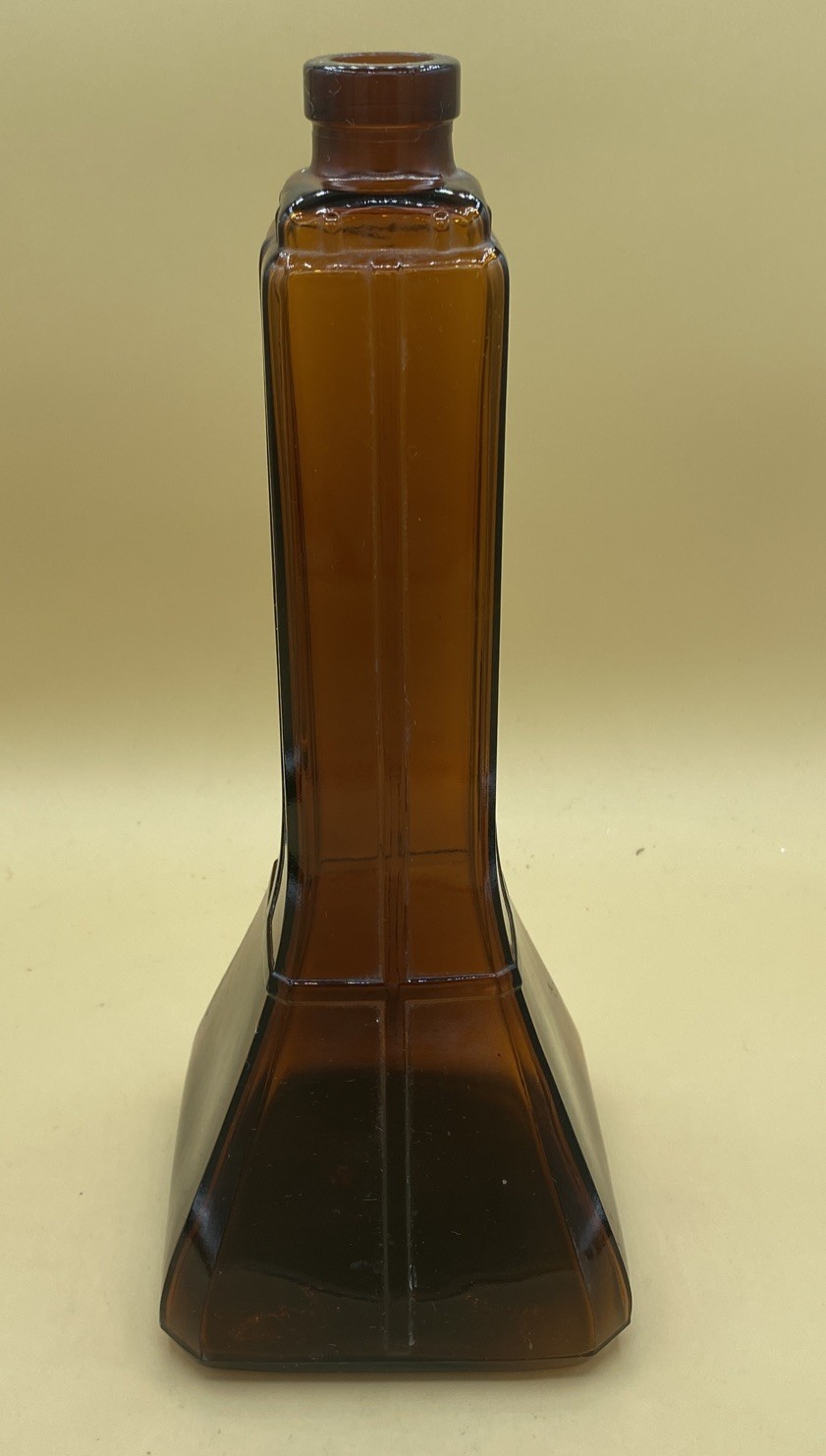 Vtg Retro Illinois glass Amber Glass Company " creme De Menthe" Bottle