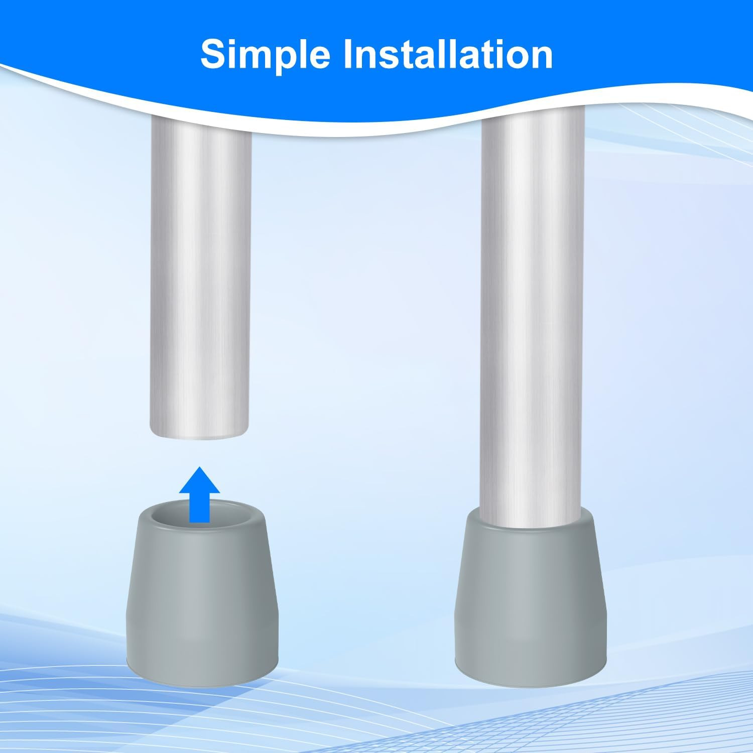 Walker Tips (4-Pack), 1 1/8'' Heavy Duty Rubber Replacement Tips for Walker, Com
