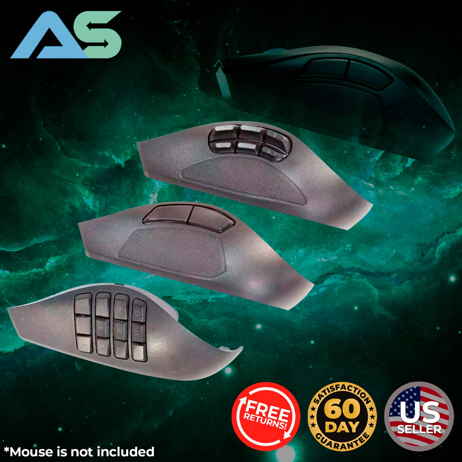 🐍 Razer Naga Pro Gaming Mouse Replacement Side Panels – 12 Keys, 6 Keys, 2 Keys