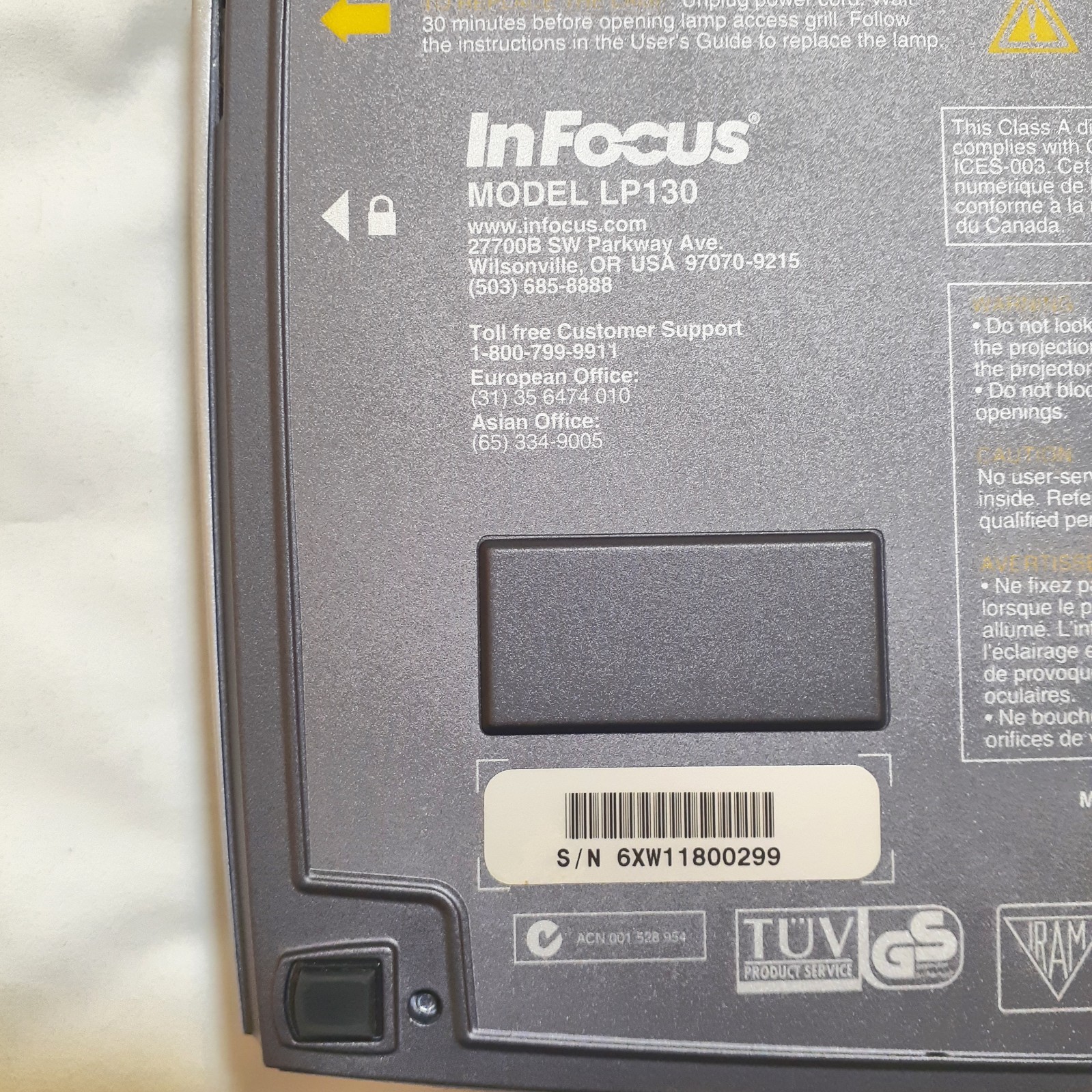 InFocus LP130 Projector Case Cables Remote Control Tested 34 Lamp Hours
