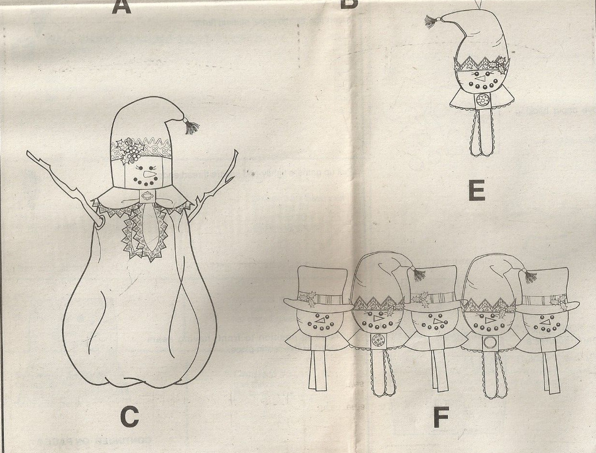 MCCALLS CRAFTS 3778 SNOWMAN CHRISTMAS DECORATIONS SEWING PATTERN ©2001