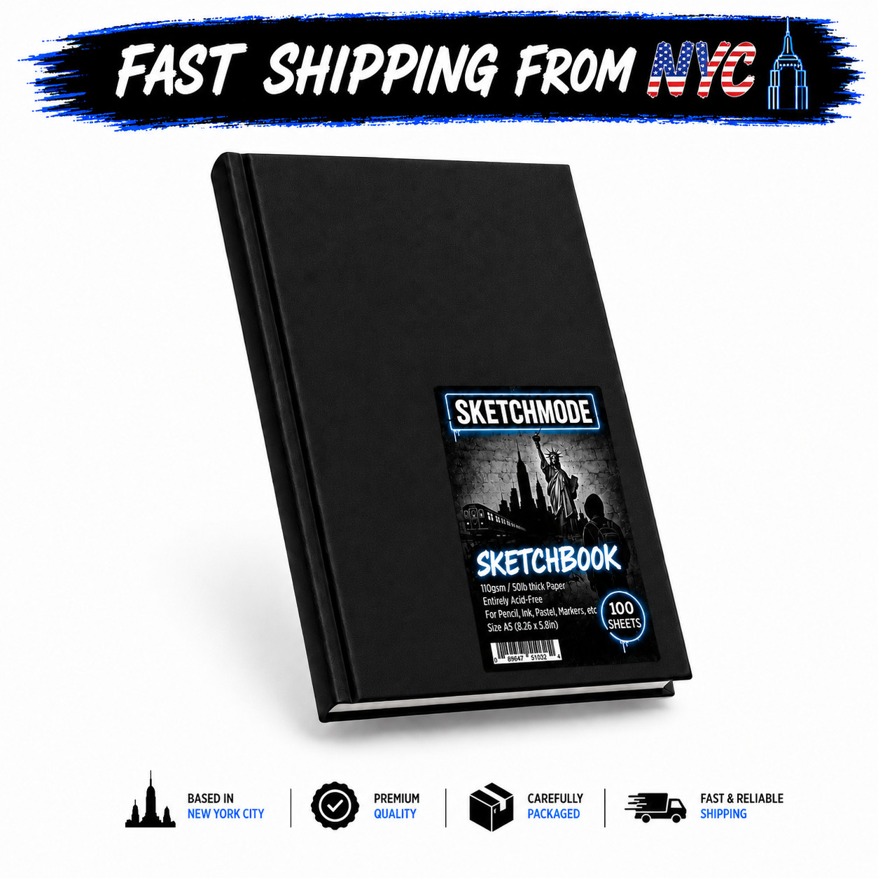 Small A5 Sketchbook 100 Sheets Hardcover Drawing Pad Art Journal Blackbook
