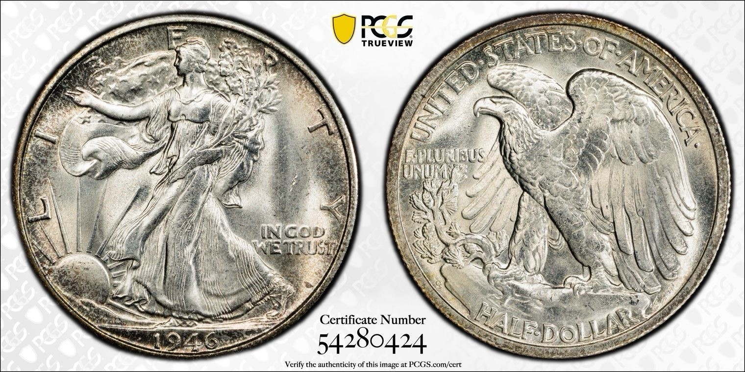 1946-S Walking Liberty Half Dollar PCGS MS65 Original Patina Gem Walker
