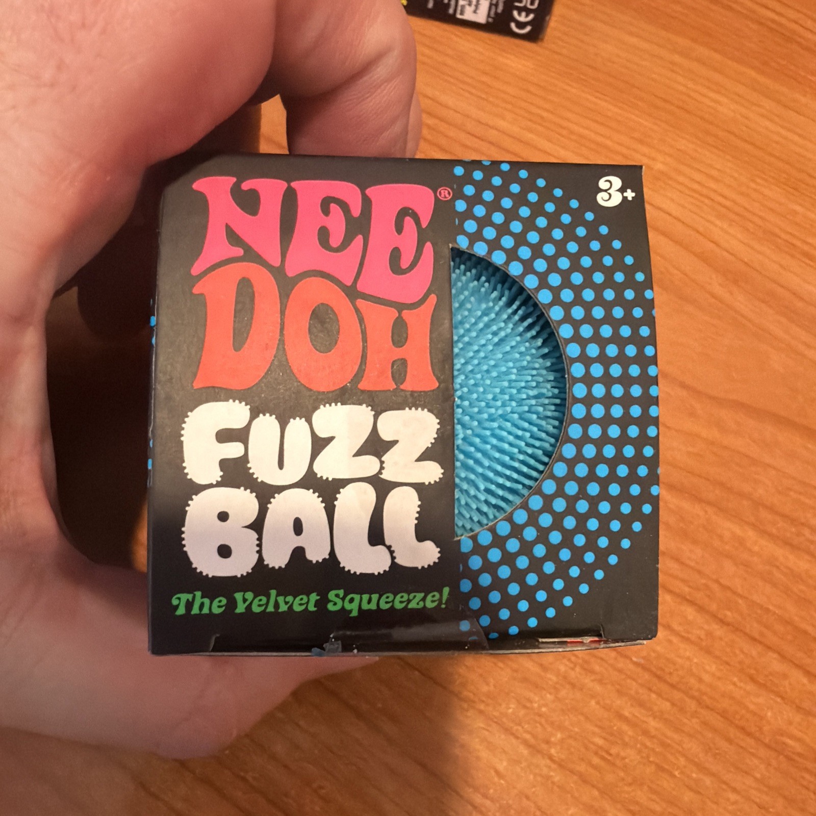 Needoh FUZZ BALL The Velvet Squeeze Nee Doh Squish Ball Blue