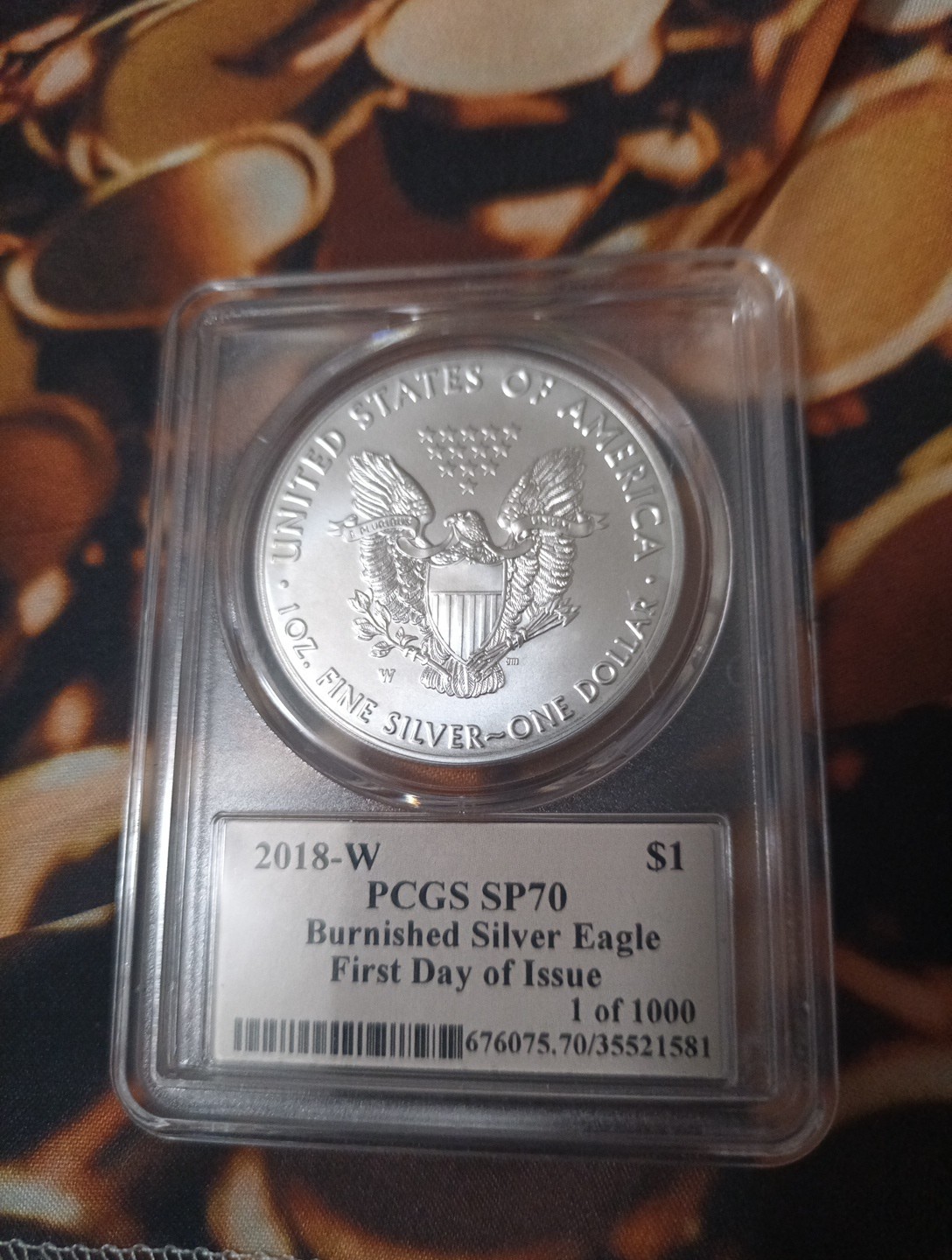 2018 W American Silver Eagle PCGS SP70 FDOI Thomas Cleveland E20-87