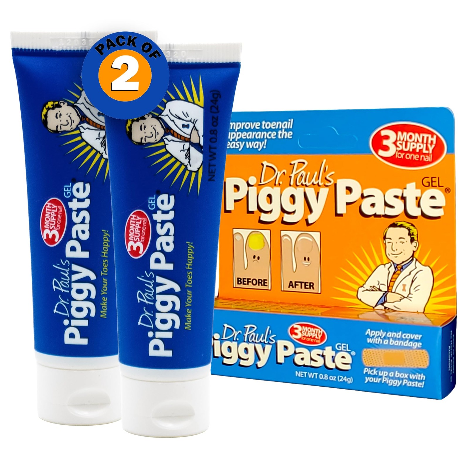 Dr. Paul's Piggy Paste Gel 2-Pack: Fast Acting Solution for Thick, Brittle, Yell