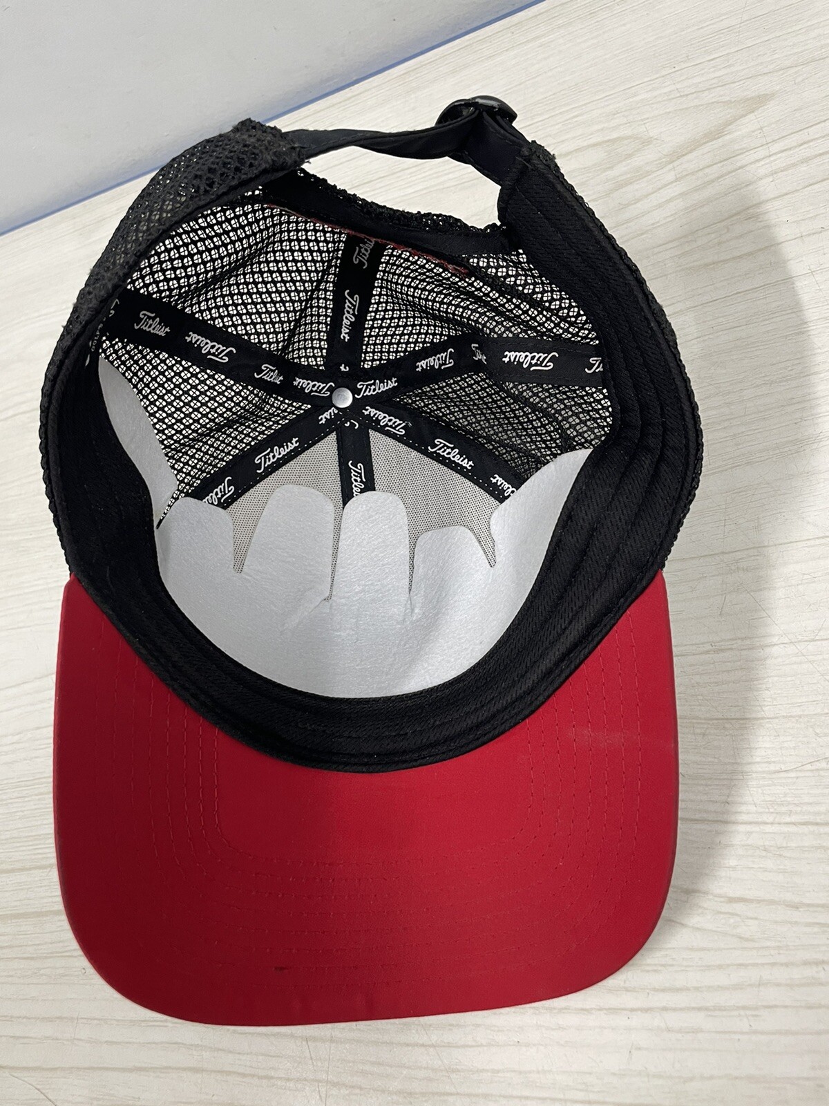 Unique Titleist Mesh Snapback Hat Cap Logo White/black/red Adjustable Golf