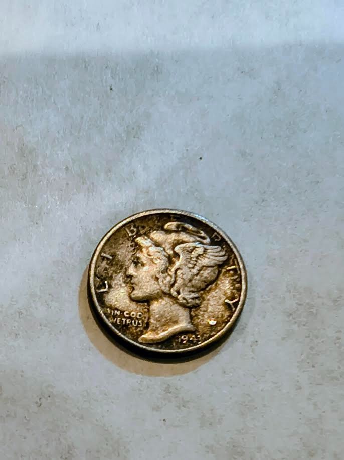 1943 Mercury dime no mint mark In God we Full Split Band